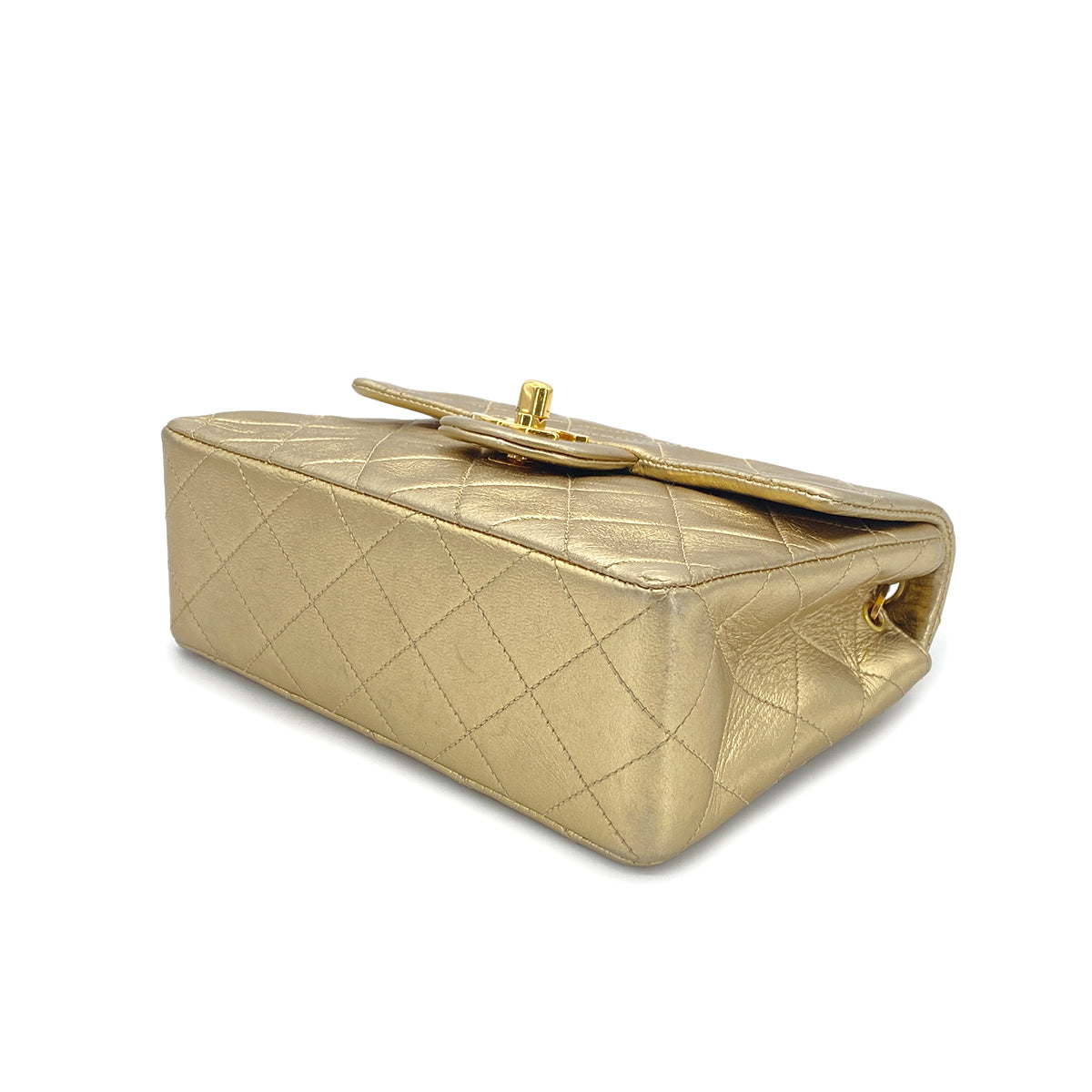 Luxury Promise Japan CHANEL VINTAGE MINI SQUARE 17 CHAIN SHOULDER BAG GOLD LAMB SKIN 90301738