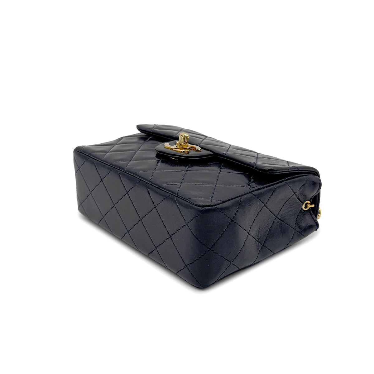 Luxury Promise Japan CHANEL VINTAGE MINI SQUARE 17 CHAIN SHOULDER BAG NAVY LAMB SKIN 90265307