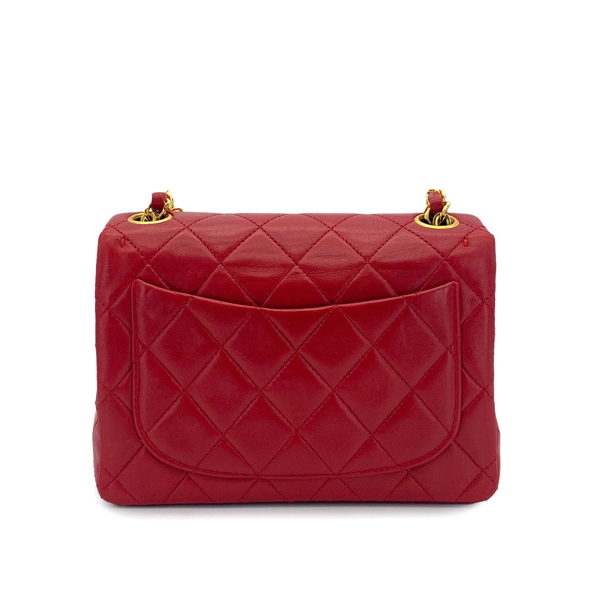 Luxury Promise Japan CHANEL VINTAGE MINI SQUARE 17 CHAIN SHOULDER BAG RED LAMB SKIN 90301726