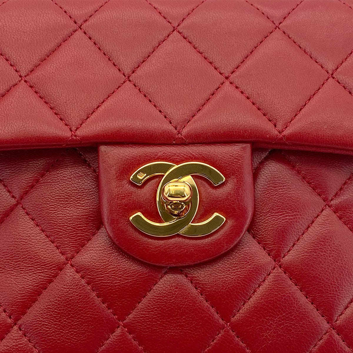 Luxury Promise Japan CHANEL VINTAGE MINI SQUARE 17 CHAIN SHOULDER BAG RED LAMB SKIN 90301726
