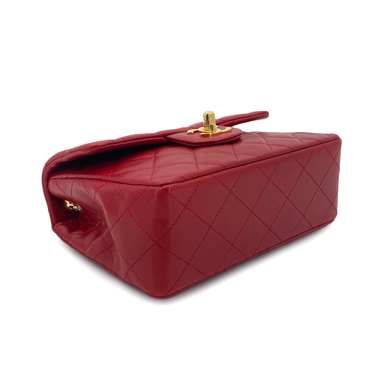 Luxury Promise Japan CHANEL VINTAGE MINI SQUARE 17 CHAIN SHOULDER BAG RED LAMB SKIN 90301726