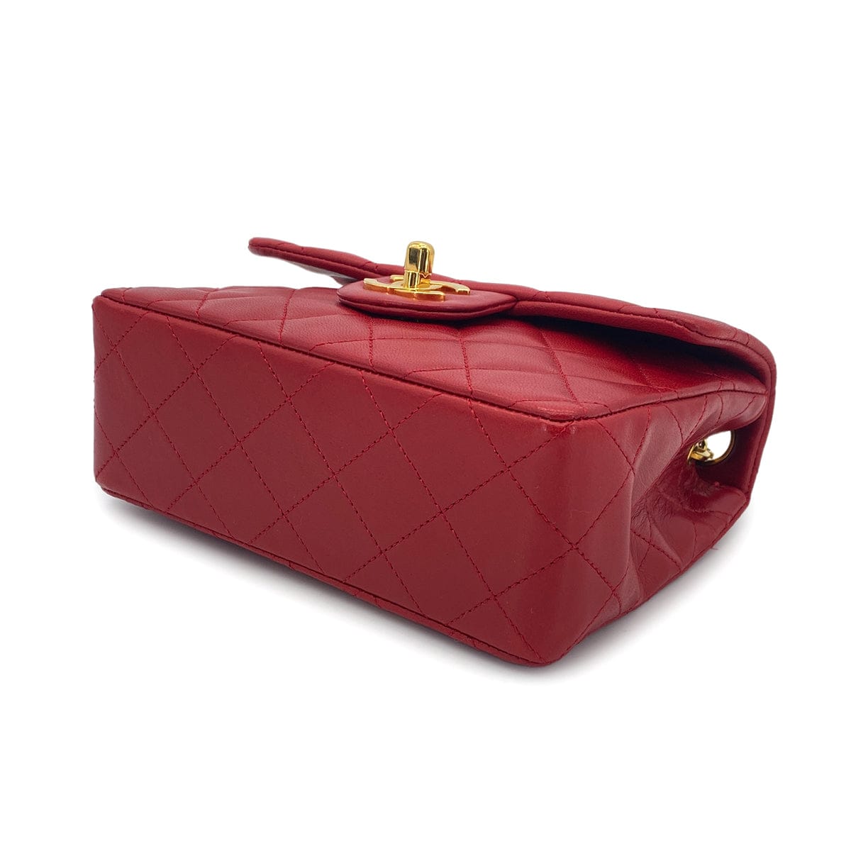 Luxury Promise Japan CHANEL VINTAGE MINI SQUARE 17 CHAIN SHOULDER BAG RED LAMB SKIN 90301726