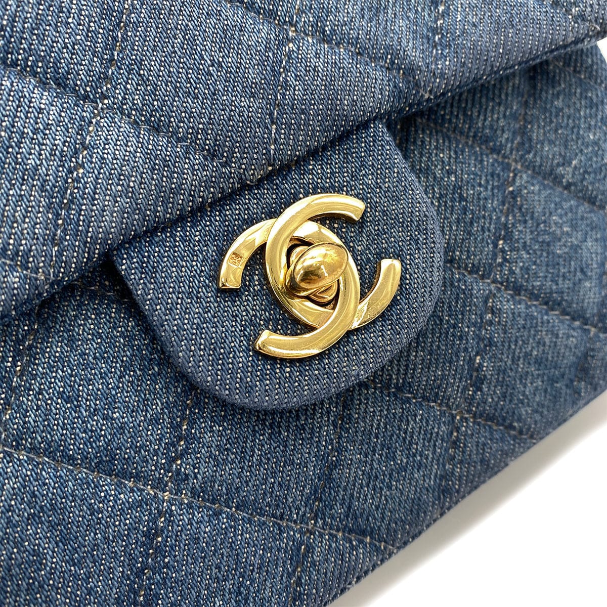 Luxury Promise Japan CHANEL VINTAGE MINI SQUARE CHAIN SHOULDER BAG BLUE DENIM 90250466