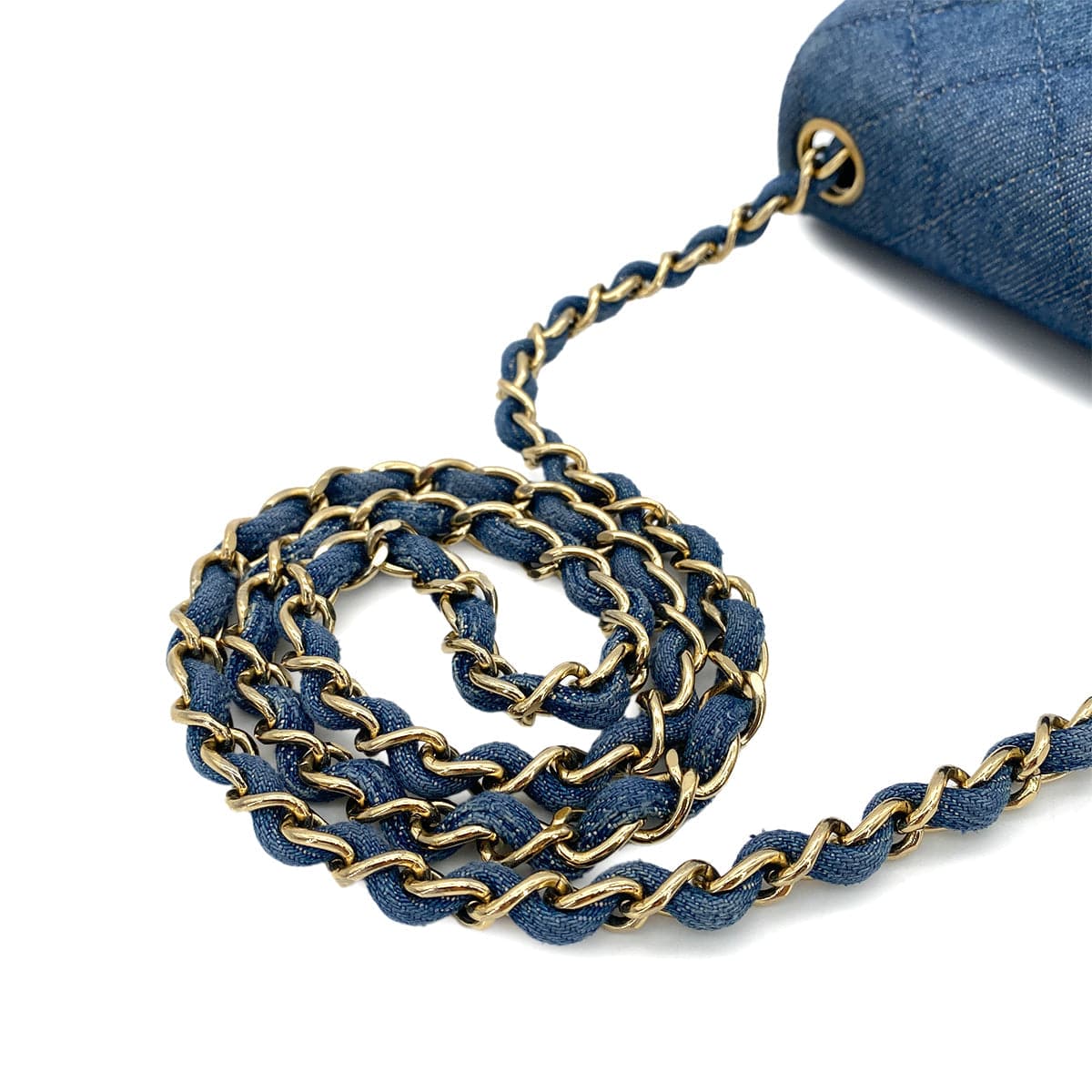 Luxury Promise Japan CHANEL VINTAGE MINI SQUARE CHAIN SHOULDER BAG BLUE DENIM 90250466