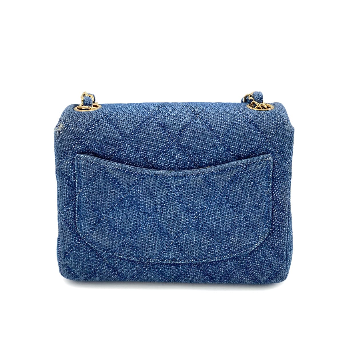 Luxury Promise Japan CHANEL VINTAGE MINI SQUARE CHAIN SHOULDER BAG BLUE DENIM 90250466