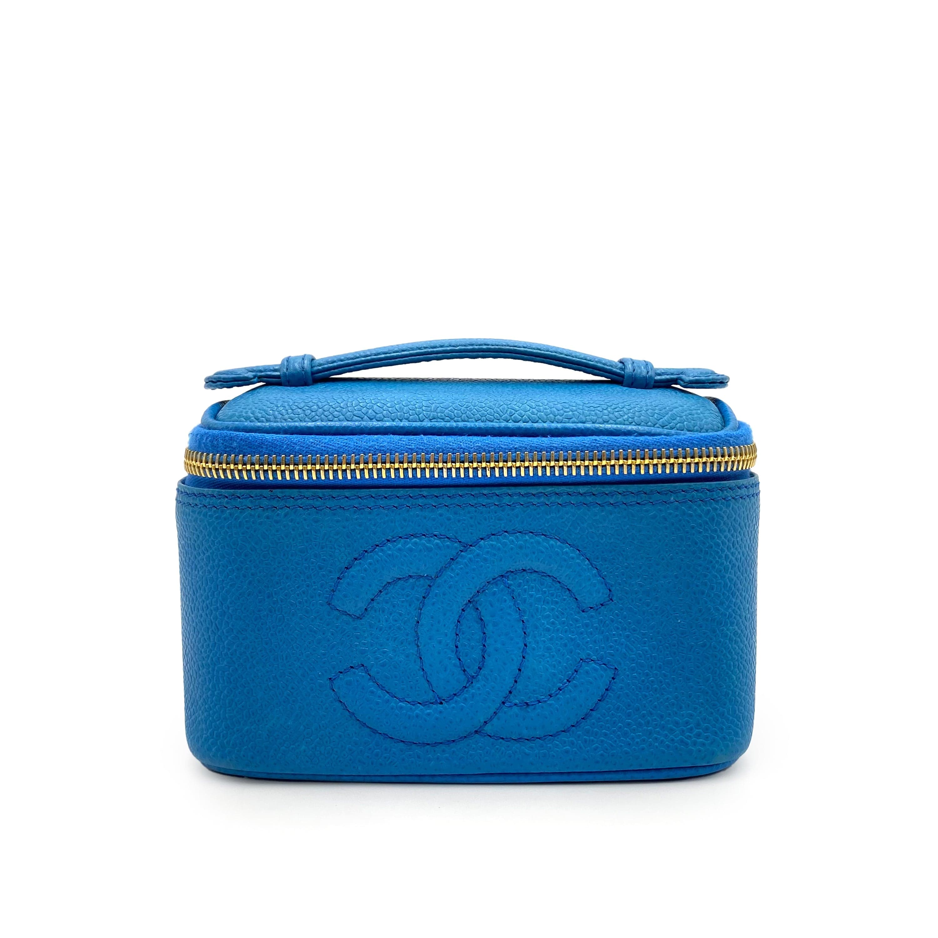 Luxury Promise Japan CHANEL VINTAGE MINI VANITY HAND BAG BLUE CAVIAR SKIN 90234752