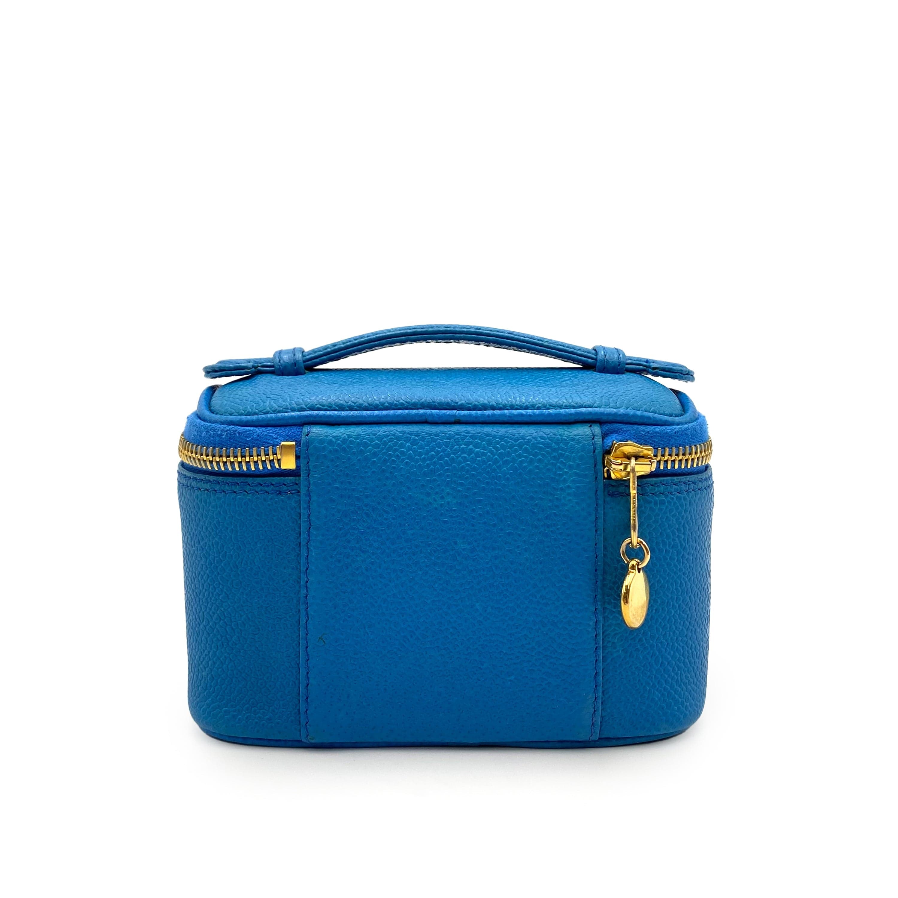 Luxury Promise Japan CHANEL VINTAGE MINI VANITY HAND BAG BLUE CAVIAR SKIN 90234752