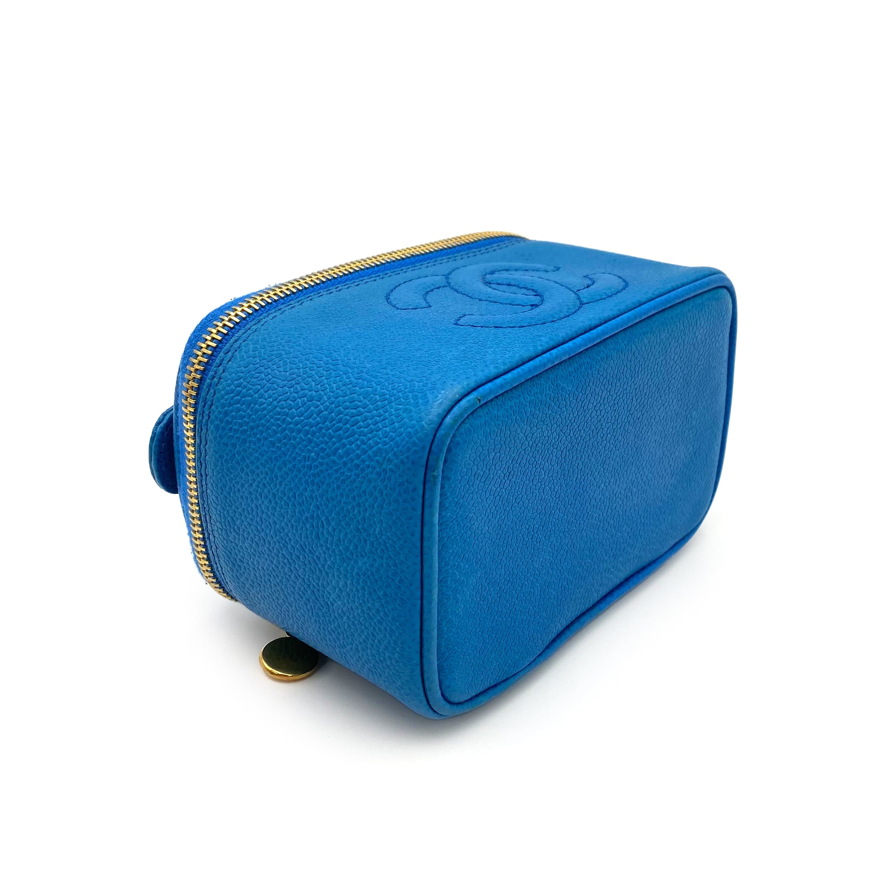 Luxury Promise Japan CHANEL VINTAGE MINI VANITY HAND BAG BLUE CAVIAR SKIN 90234752