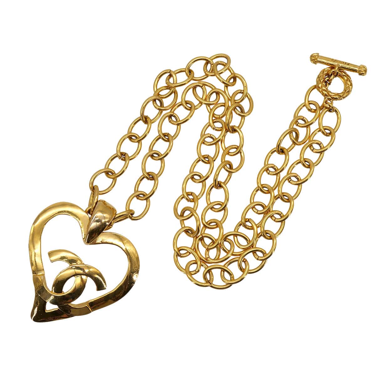 Luxury Promise Japan CHANEL VINTAGE NECKLACE COCOMARK HEART GOLD ACCESSORY 95P 90309741