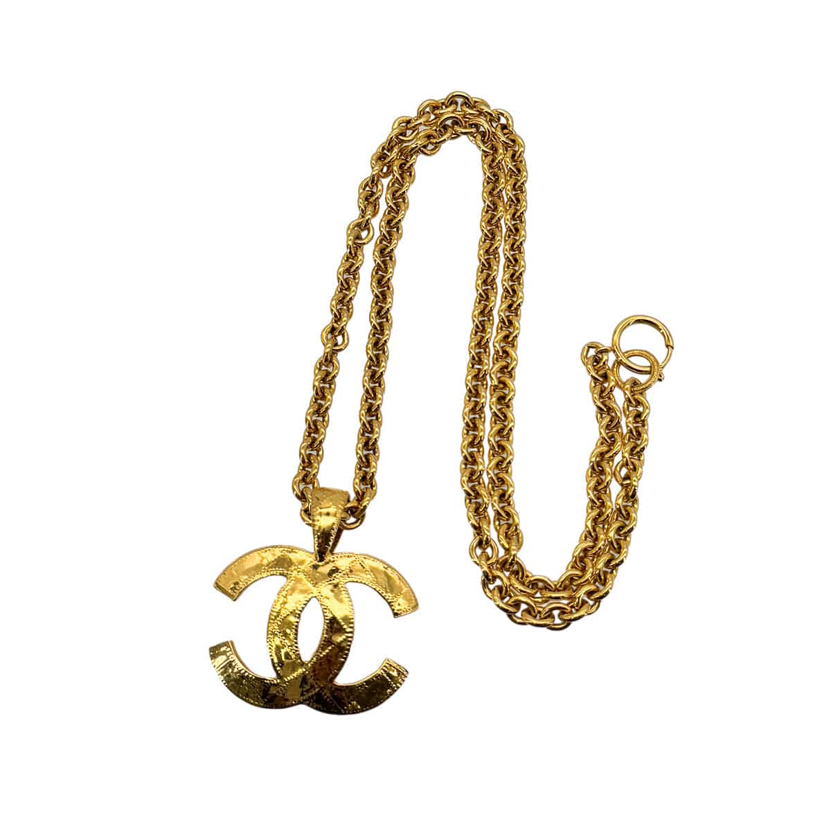 Luxury Promise Japan CHANEL VINTAGE NECKLACE COCOMARK MATELASSE GOLD ACCESSORY 94P 90290300