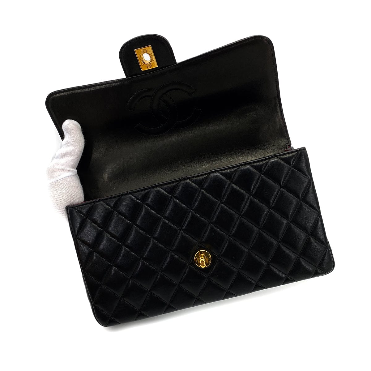 Luxury Promise Japan CHANEL VINTAGE PARENT-CHILD BAG PARENTS ONLY BLACK LAMB SKIN 90263640
