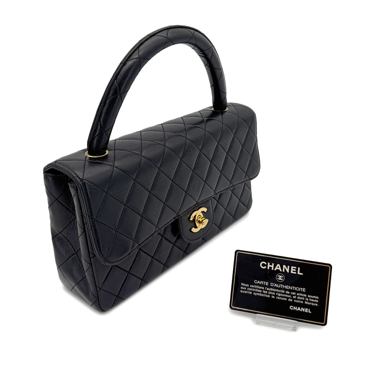 Luxury Promise Japan CHANEL VINTAGE PARENT-CHILD BAG PARENTS ONLY BLACK LAMB SKIN 90270847