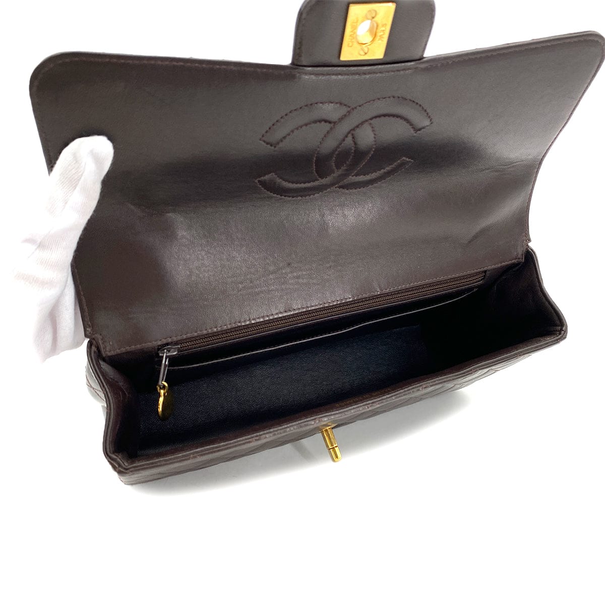 Luxury Promise Japan CHANEL VINTAGE PARENT-CHILD BAG PARENTS ONLY BROWN LAMB SKIN 90290328