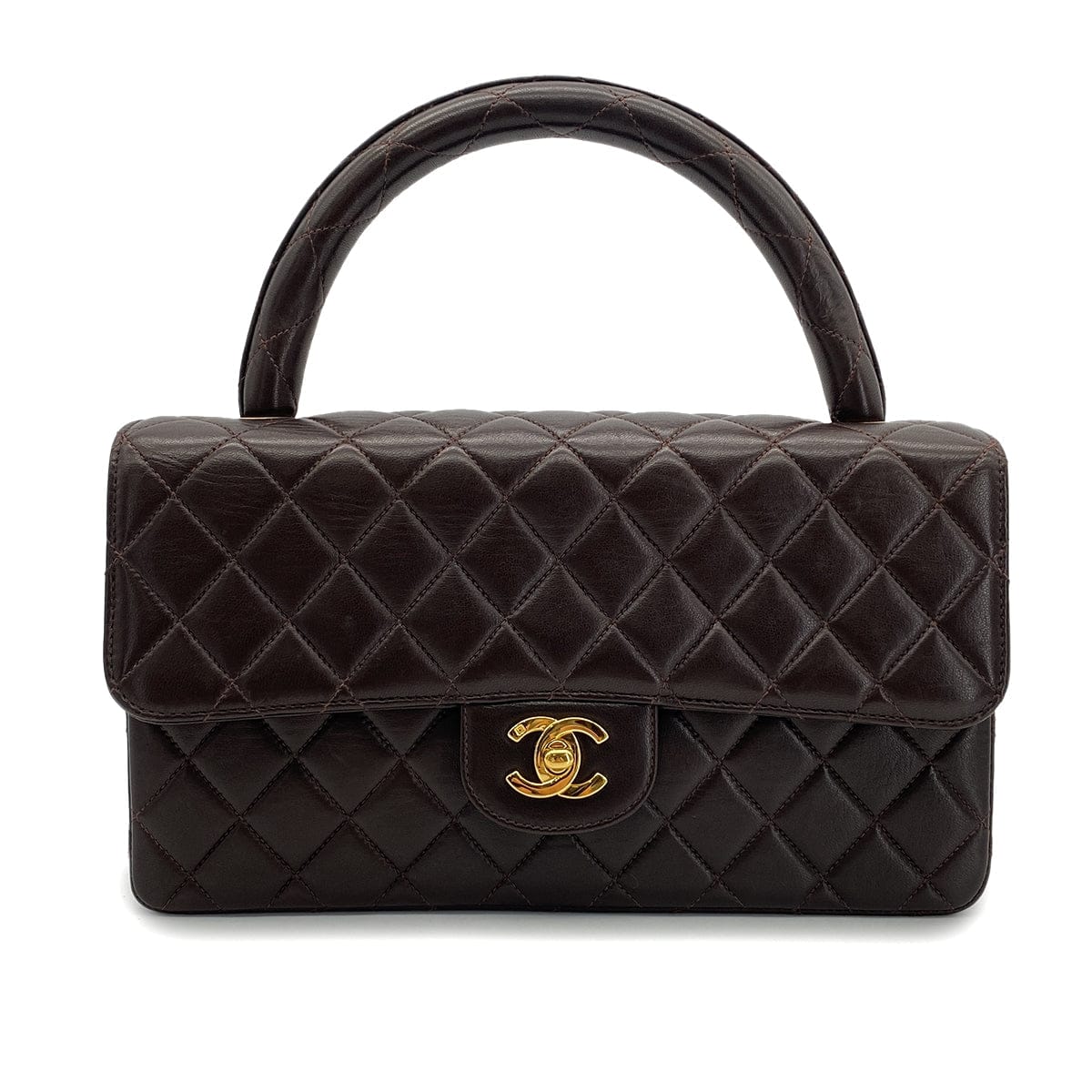 Luxury Promise Japan CHANEL VINTAGE PARENT-CHILD BAG PARENTS ONLY BROWN LAMB SKIN 90290328