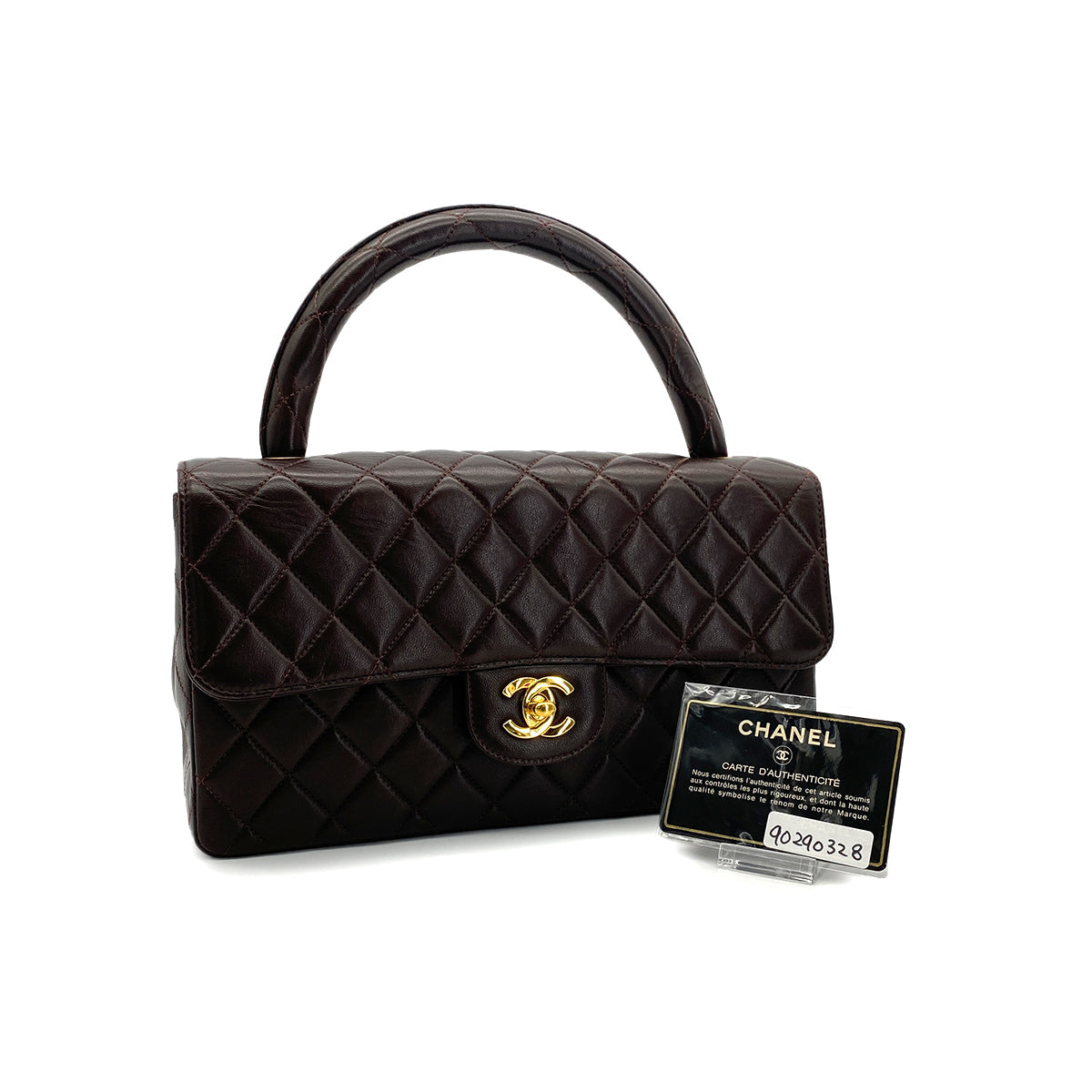 Luxury Promise Japan CHANEL VINTAGE PARENT-CHILD BAG PARENTS ONLY BROWN LAMB SKIN 90290328