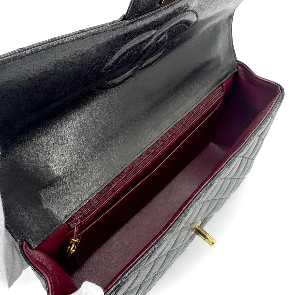 Luxury Promise Japan CHANEL VINTAGE PARENT-CHILD HAND BAG PARENTS ONLY BLACK LAMB SKIN 90280299