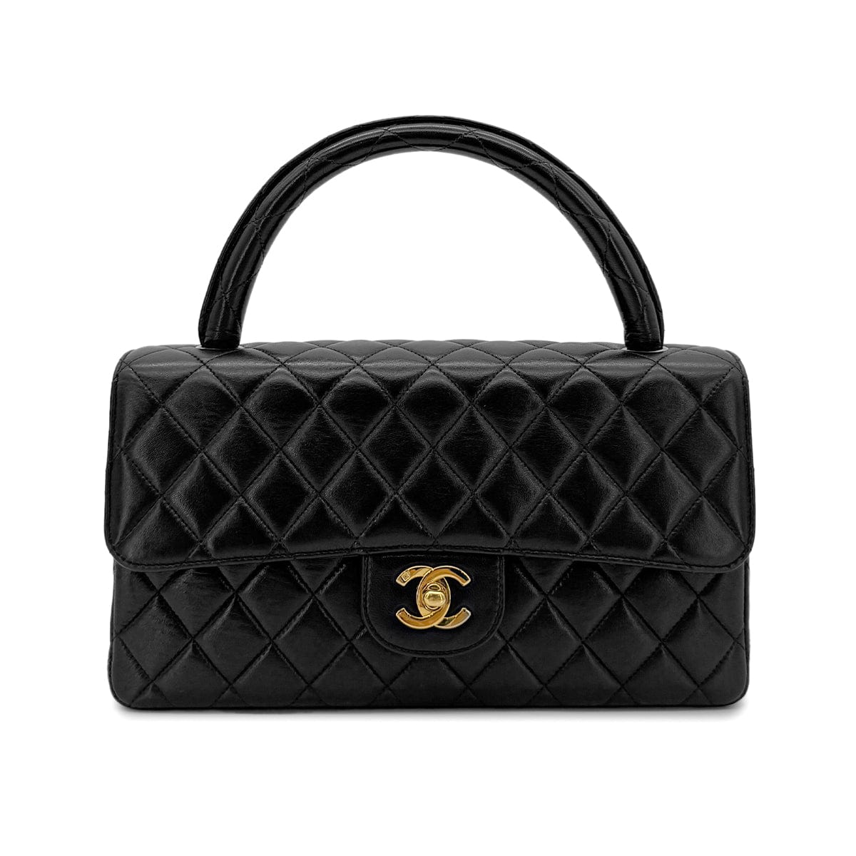 Luxury Promise Japan CHANEL VINTAGE PARENT-CHILD HAND BAG PARENTS ONLY BLACK LAMB SKIN 90280299