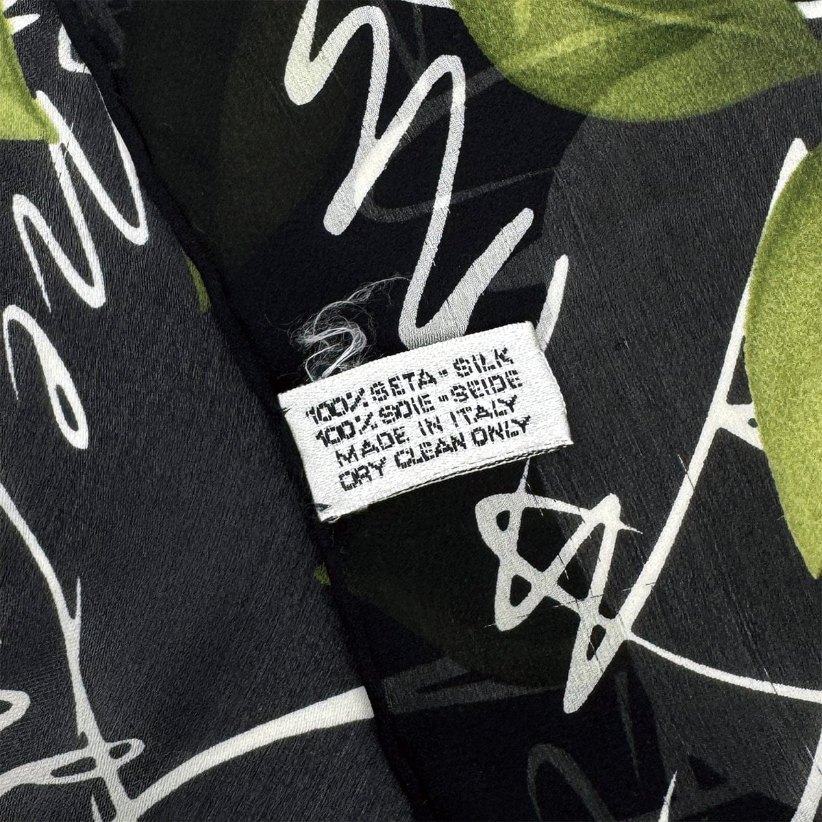 Luxury Promise Japan CHANEL VINTAGE SCARF CAMELLIA BLACK WHITE GREEN SILK 90314417