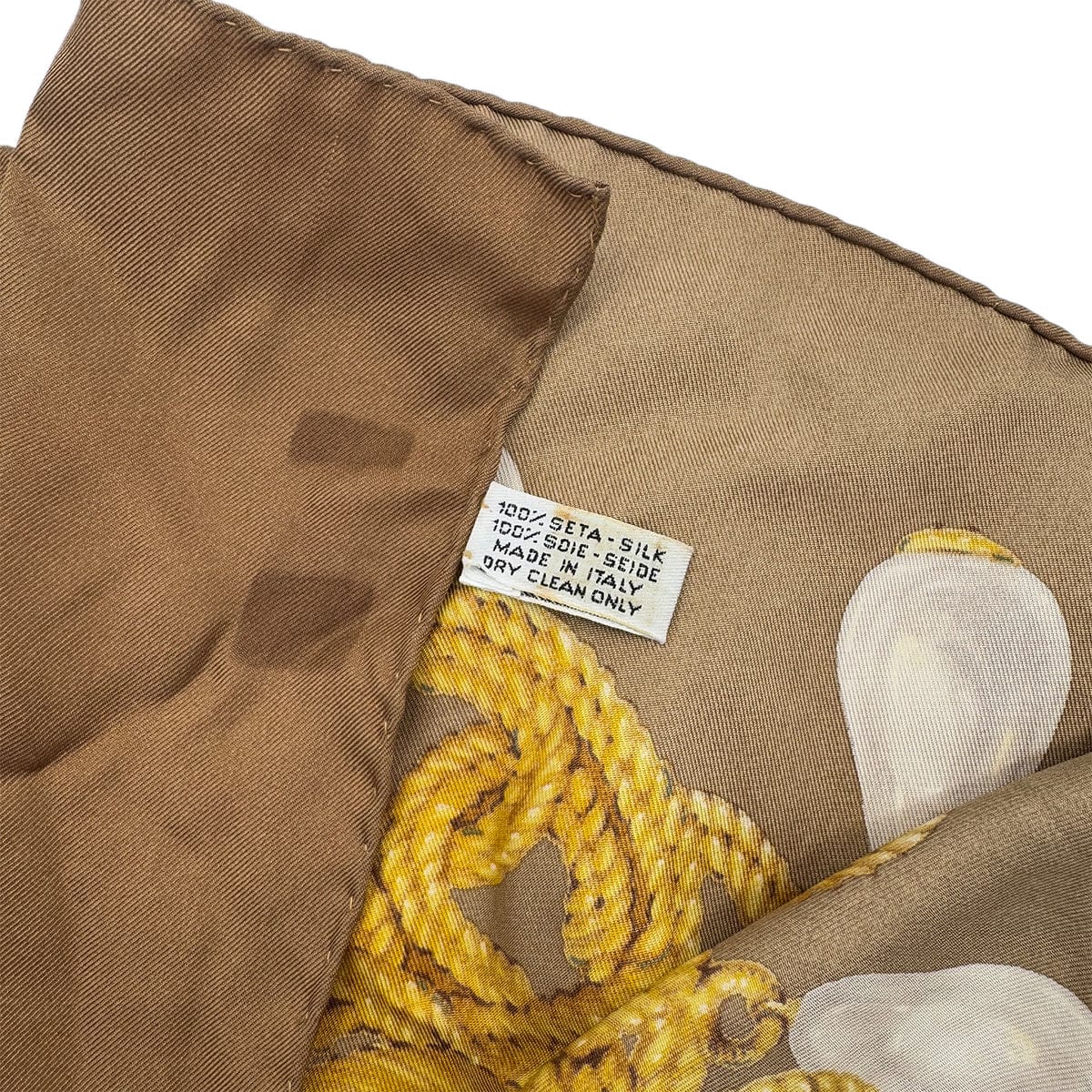 Luxury Promise Japan CHANEL VINTAGE SCARF GRIPOA PATTERN BEIGE YELLOW SILK 90286917