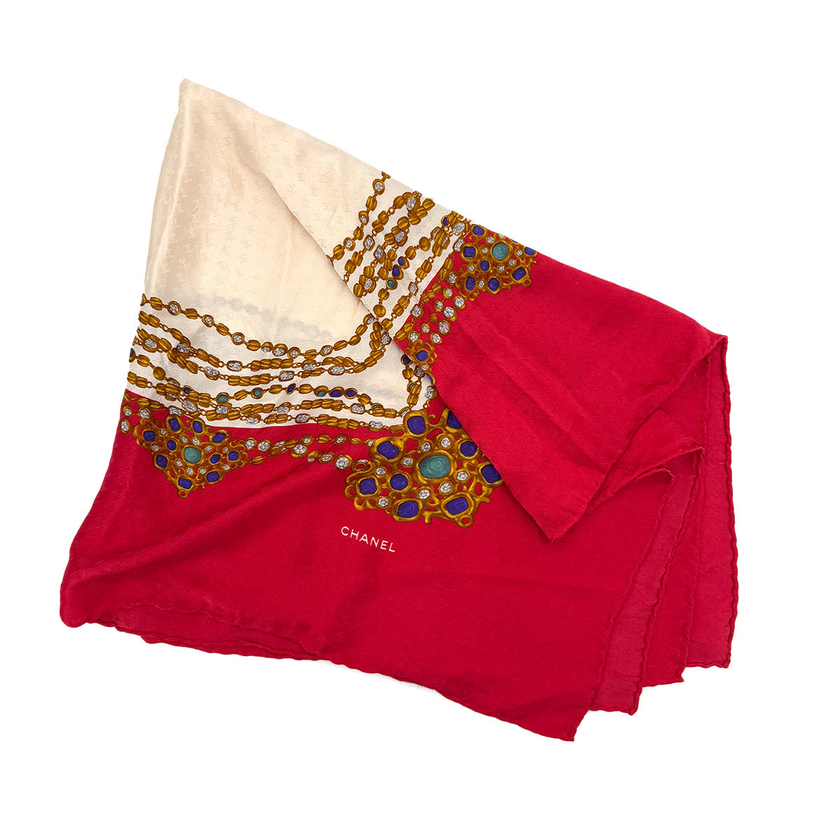 Luxury Promise Japan CHANEL VINTAGE SCARF GRIPOA PATTERN RED SILK 90286922
