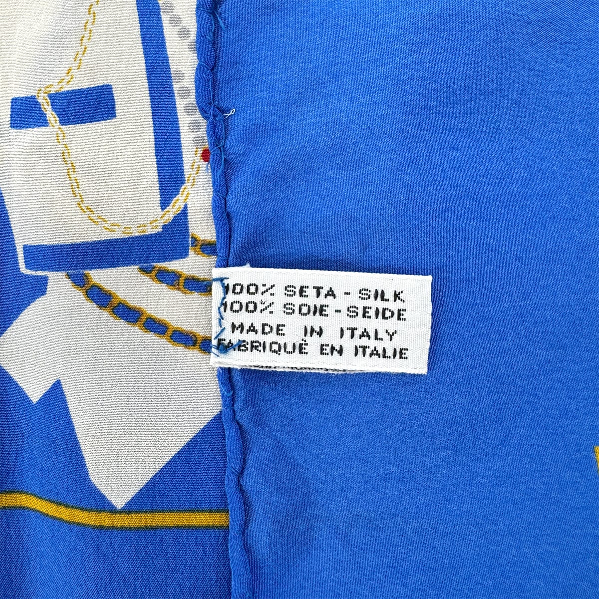 Luxury Promise Japan CHANEL VINTAGE SCARF MADEMOISELLE MATELASSE BLUE SILK 90295817