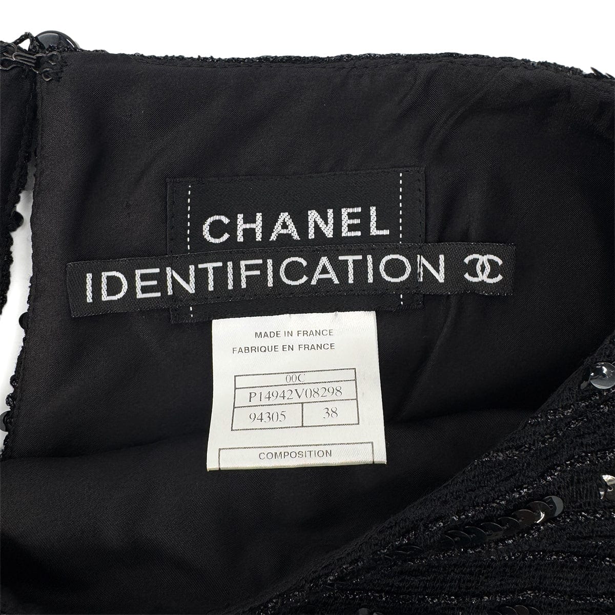 Luxury Promise Japan CHANEL VINTAGE SHORT SLEEVE DRESS SEQUINS BLACK NYLON 38 00C RTW 90291315