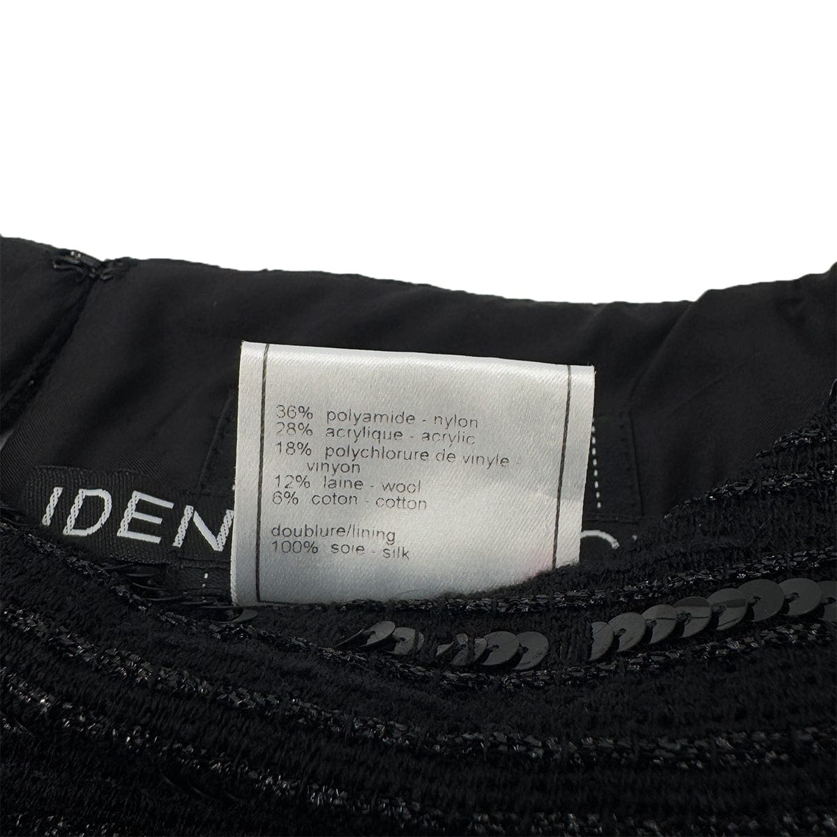 Luxury Promise Japan CHANEL VINTAGE SHORT SLEEVE DRESS SEQUINS BLACK NYLON 38 00C RTW 90291315