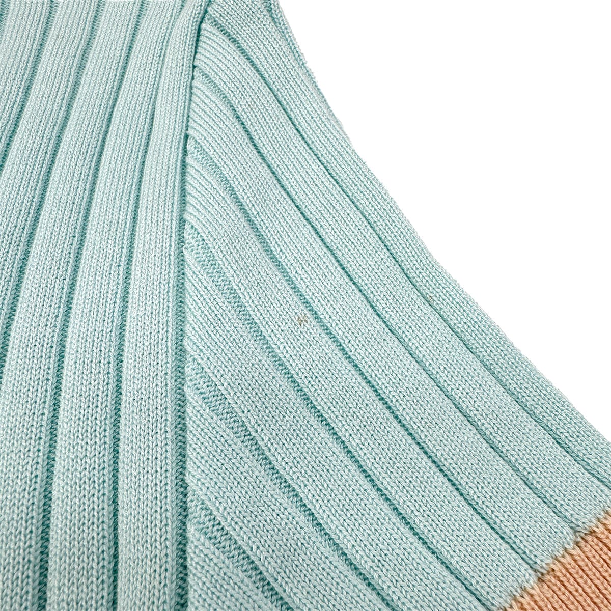 Luxury Promise Japan CHANEL VINTAGE SHORT SLEEVE KNIT TOPS LIGHT BLUE COTTON 40 97P RTW 90294170