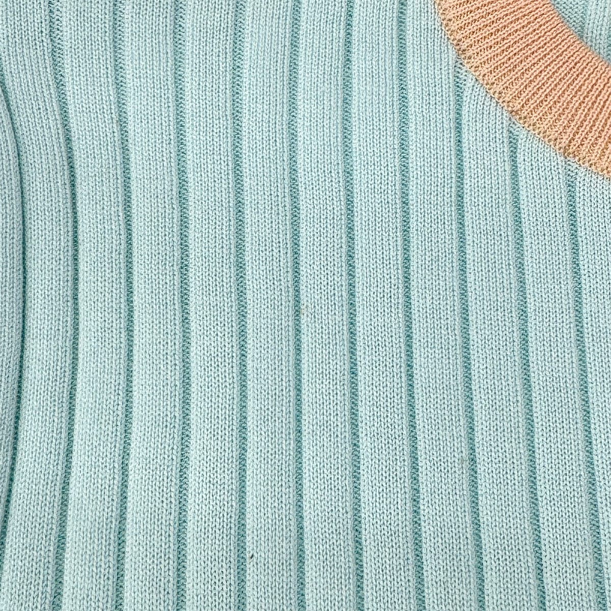 Luxury Promise Japan CHANEL VINTAGE SHORT SLEEVE KNIT TOPS LIGHT BLUE COTTON 40 97P RTW 90294170