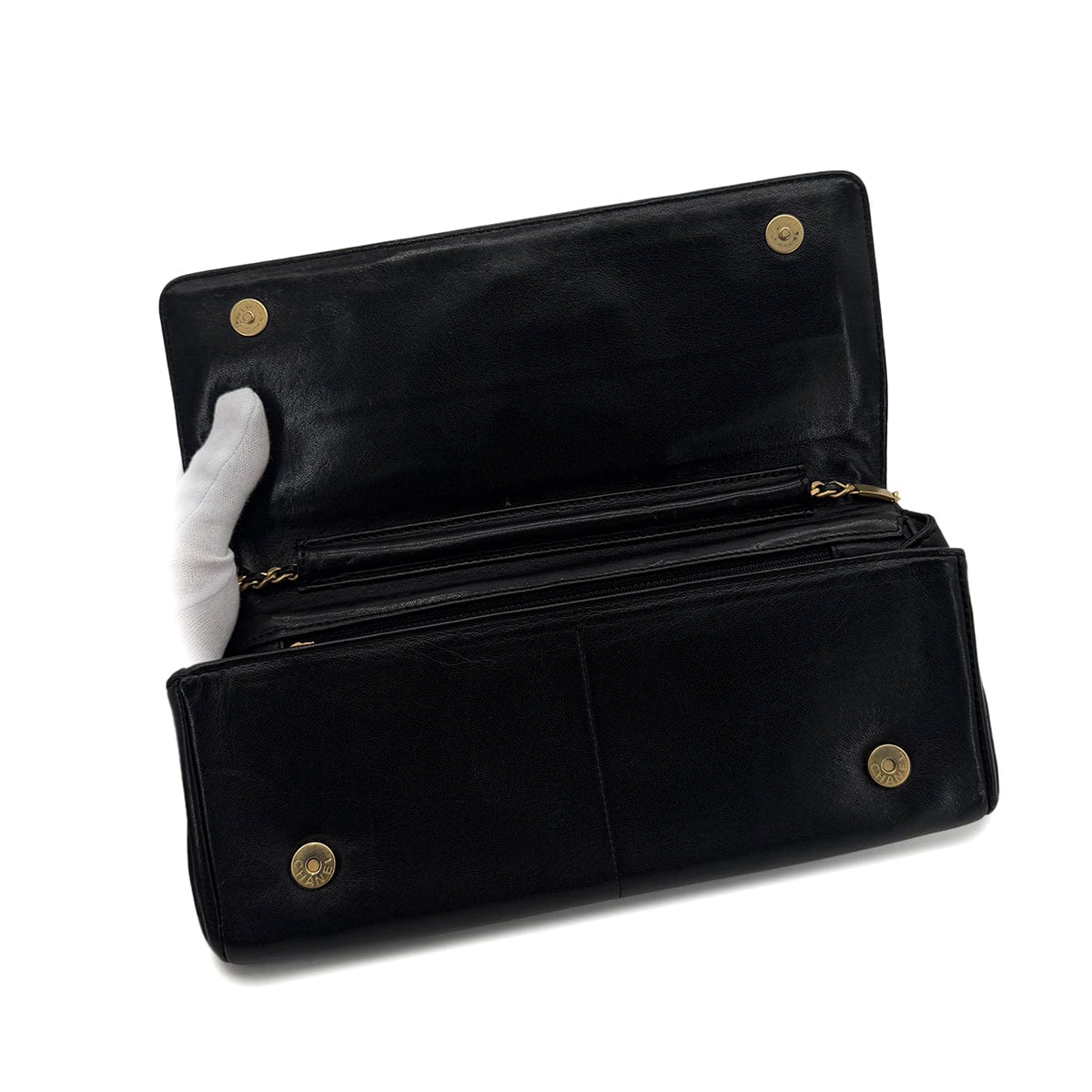 Luxury Promise Japan CHANEL VINTAGE STRASS IMPERIAL EAGLE CLUTCH CHAIN SHOULDER BAG COCOMARK RHINESTONE GOLD BLACK LAMB SKIN 90286870