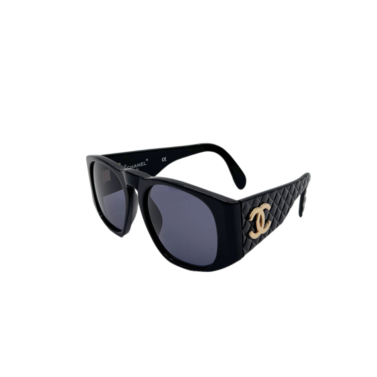 Luxury Promise Japan CHANEL VINTAGE SUNGLASSES COCOMARK MATELASSE BLACK EYEWEAR 90296460
