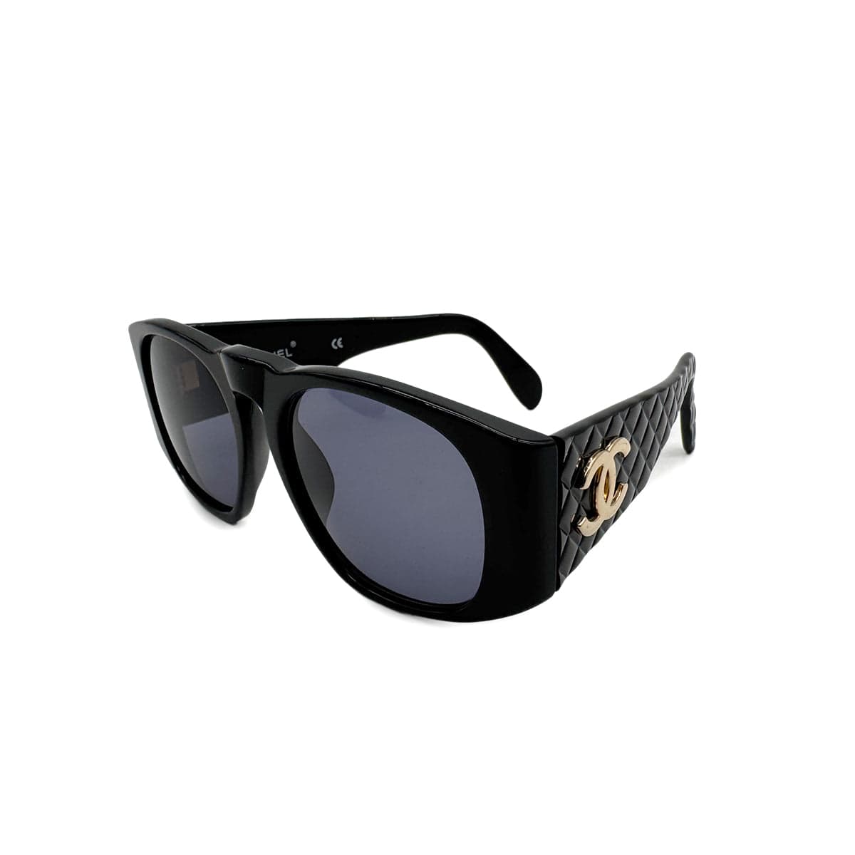 Luxury Promise Japan CHANEL VINTAGE SUNGLASSES COCOMARK MATELASSE BLACK EYEWEAR 90307359