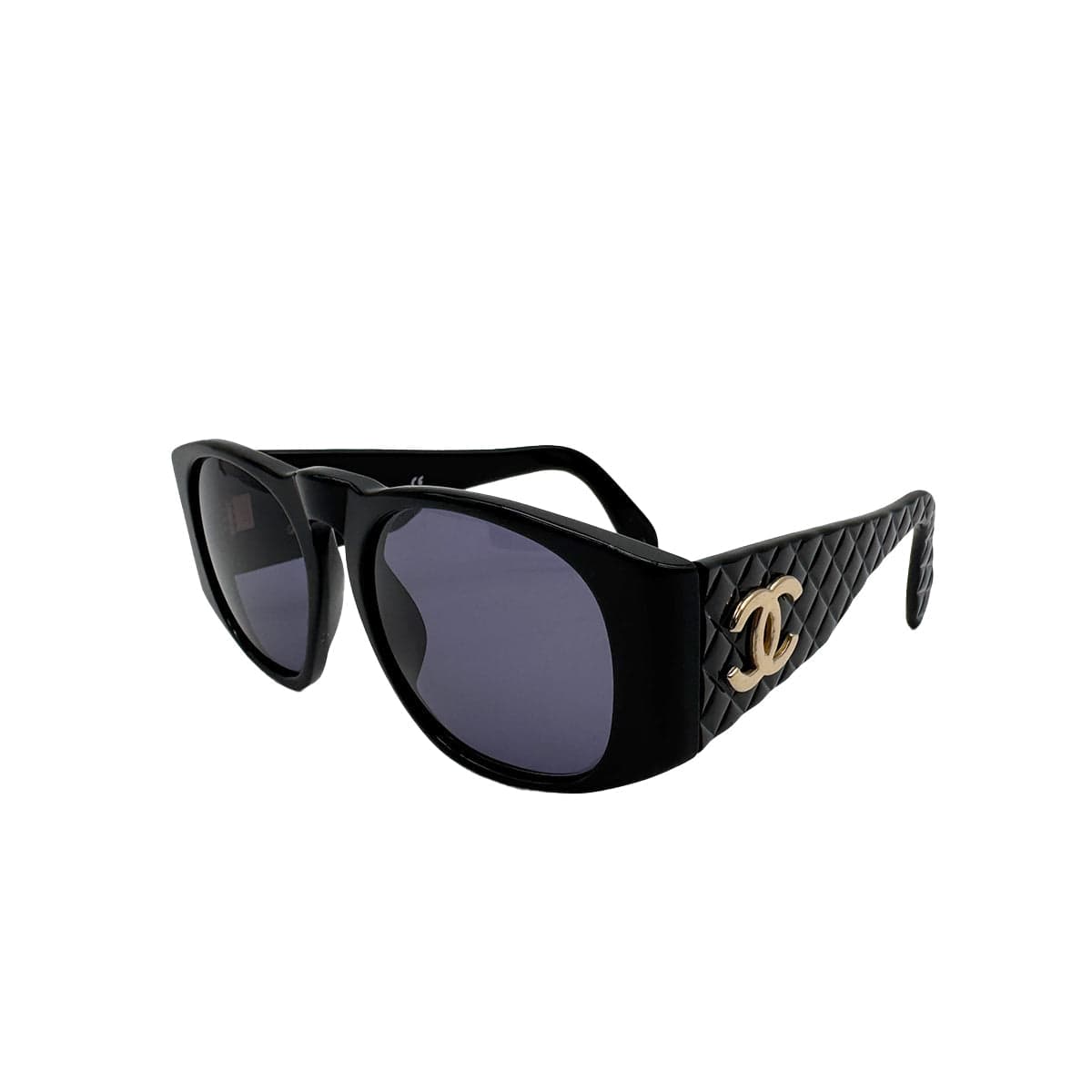 Luxury Promise Japan CHANEL VINTAGE SUNGLASSES COCOMARK MATELASSE BLACK EYEWEAR 90307360