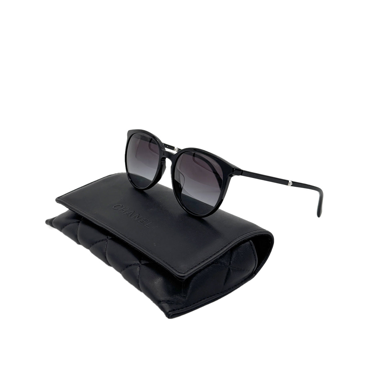 Luxury Promise Japan CHANEL VINTAGE SUNGLASSES LOGO FAUX PEARL BLACK EYEWEAR 90285770