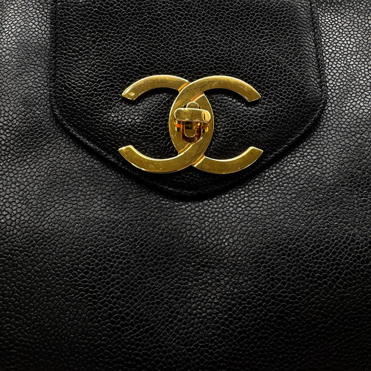 Luxury Promise Japan CHANEL VINTAGE SUPER MODEL BIG COCO CHAIN TOTE BAG BLACK CAVIAR SKIN 90295754
