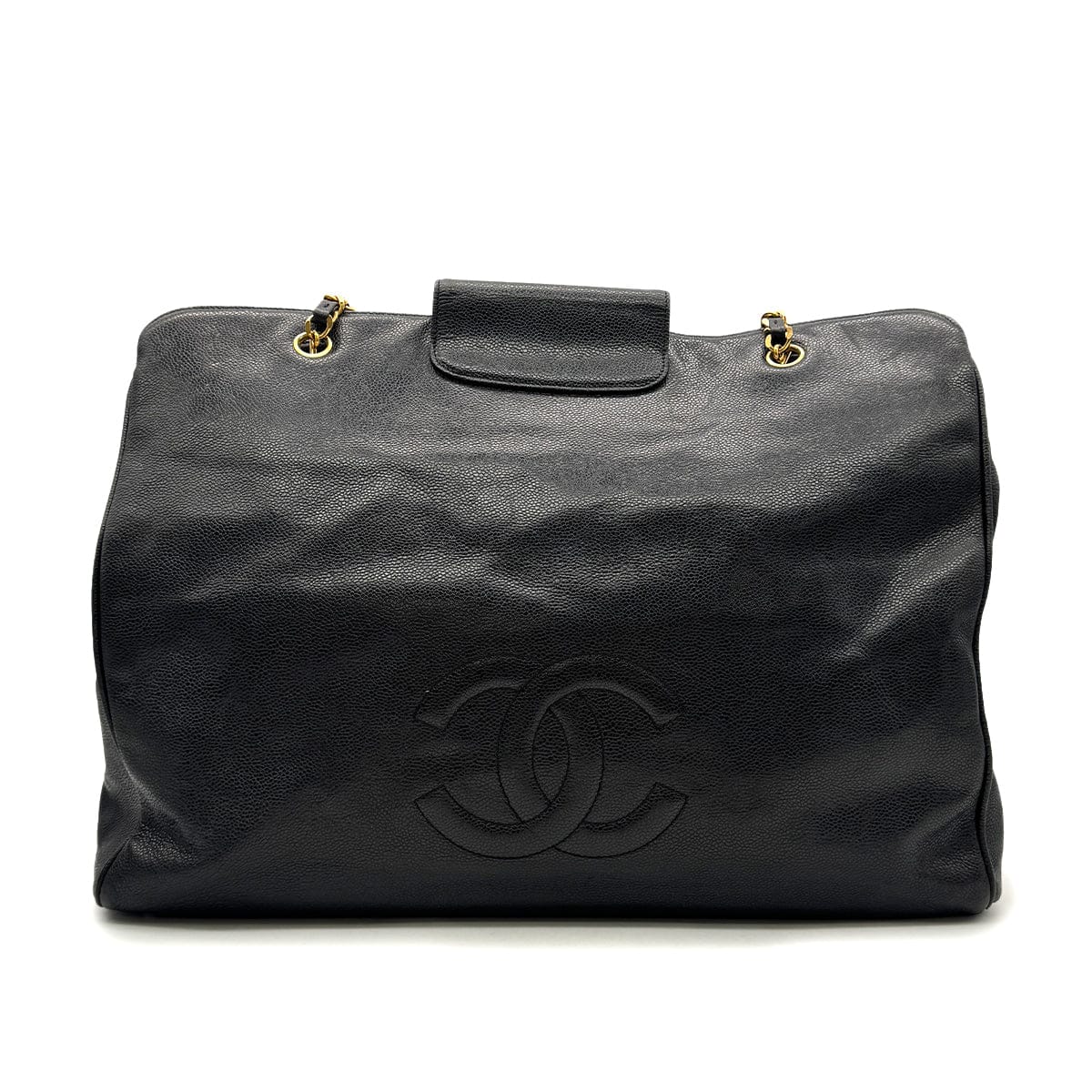 Luxury Promise Japan CHANEL VINTAGE SUPER MODEL BIG COCO CHAIN TOTE BAG BLACK CAVIAR SKIN 90295754