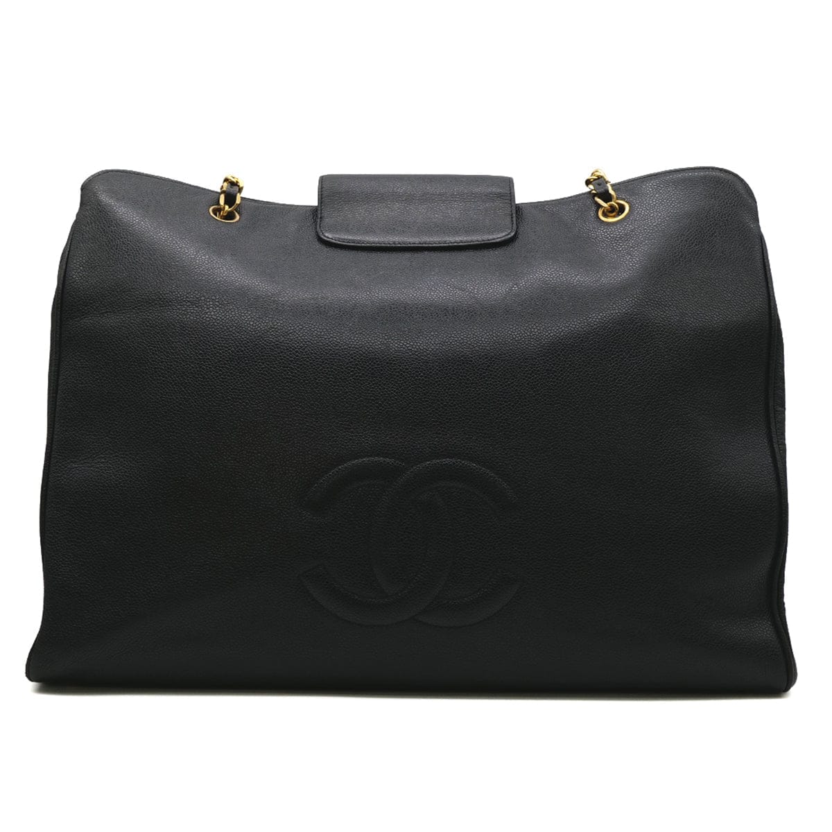 Luxury Promise Japan CHANEL VINTAGE SUPER MODEL BIG COCO CHAIN TOTE BAG BLACK CAVIAR SKIN 90301739