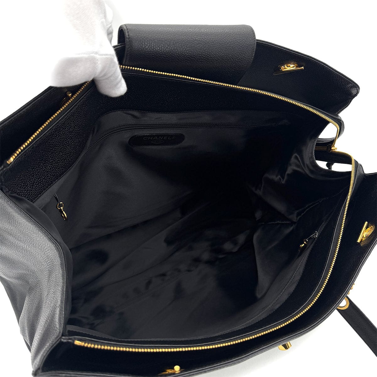 Luxury Promise Japan CHANEL VINTAGE SUPER MODEL CHAIN TOTE BAG BLACK CAVIAR SKIN 90293505