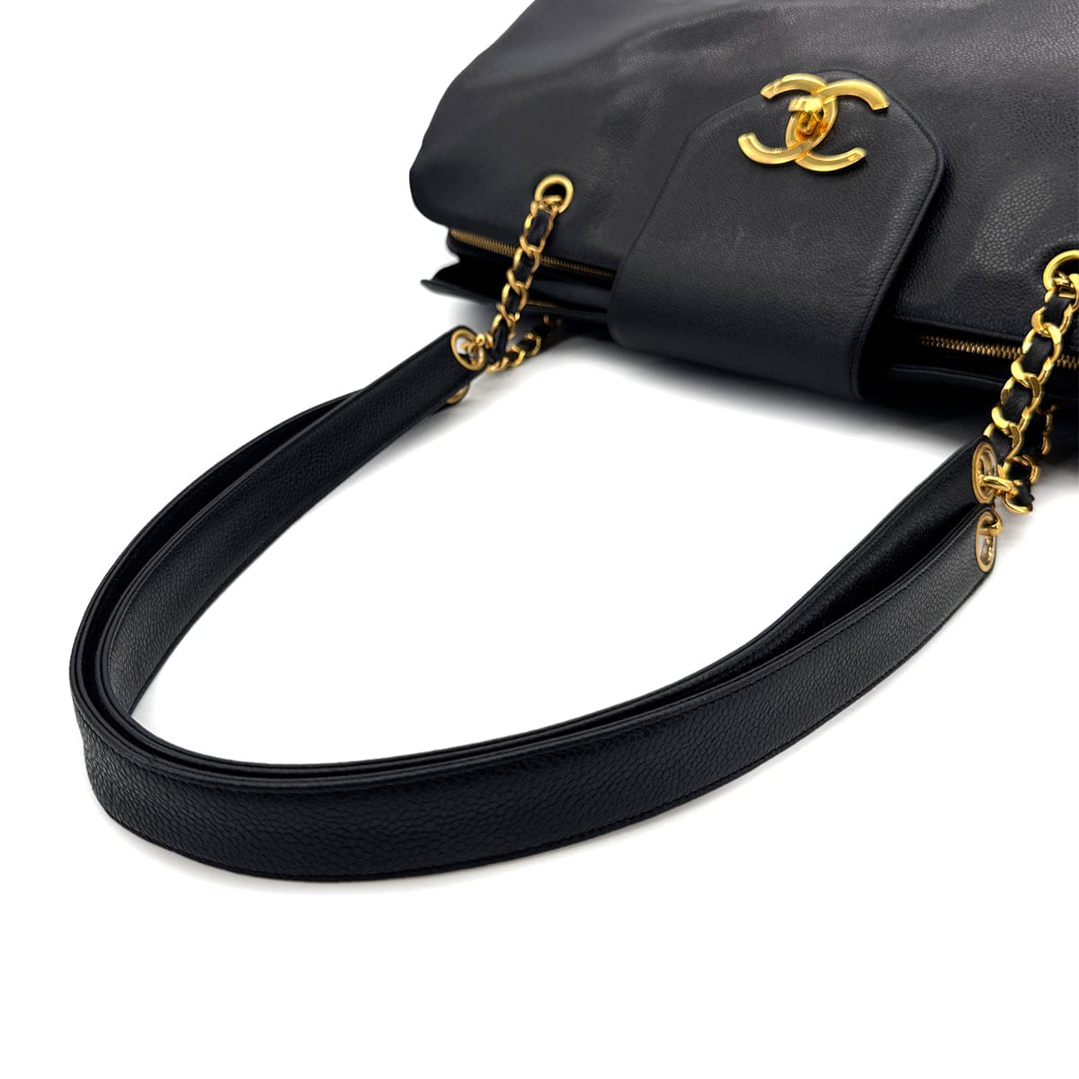 Luxury Promise Japan CHANEL VINTAGE SUPER MODEL CHAIN TOTE BAG BLACK CAVIAR SKIN 90293505