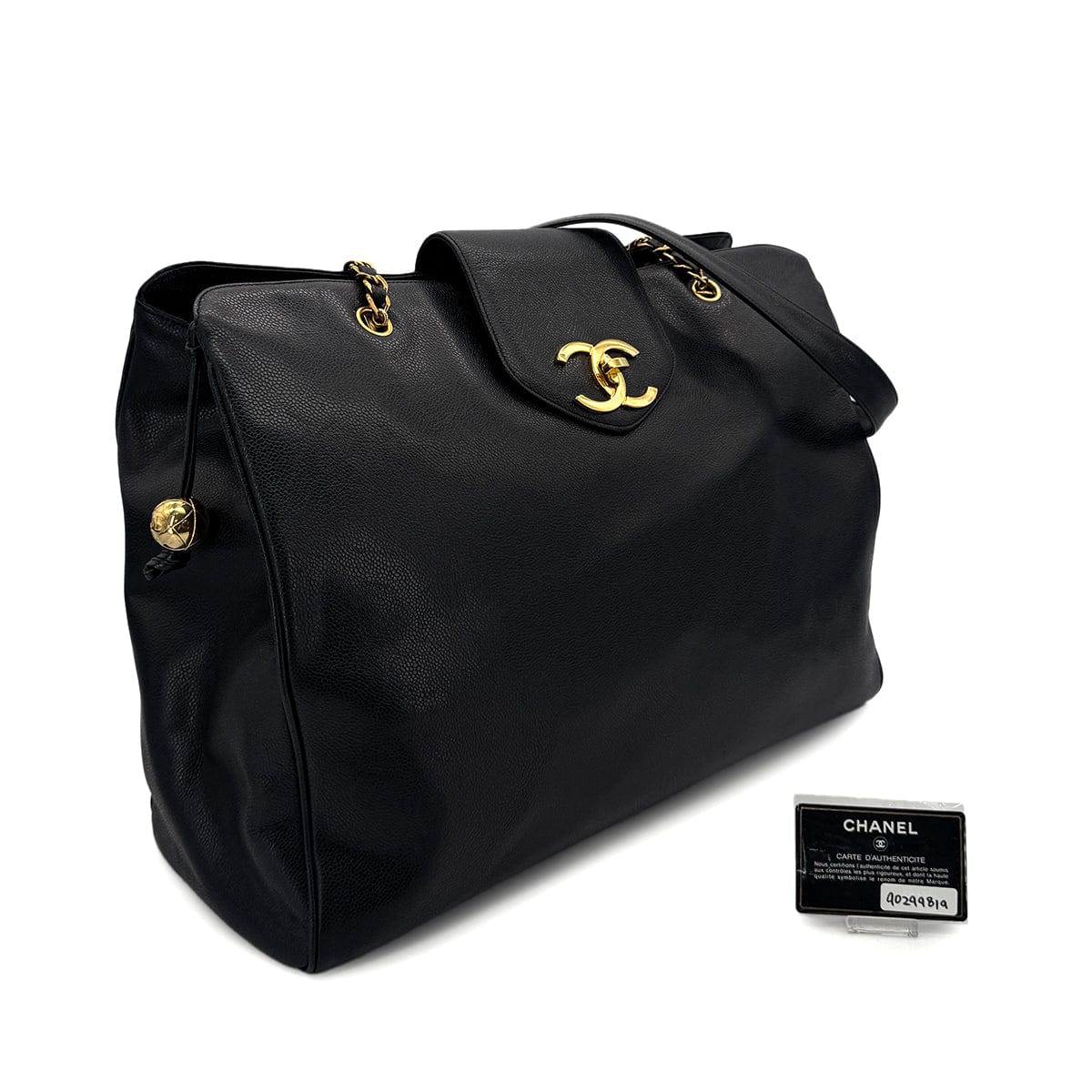 Luxury Promise Japan CHANEL VINTAGE SUPER MODEL CHAIN TOTE BAG BLACK CAVIAR SKIN 90293505