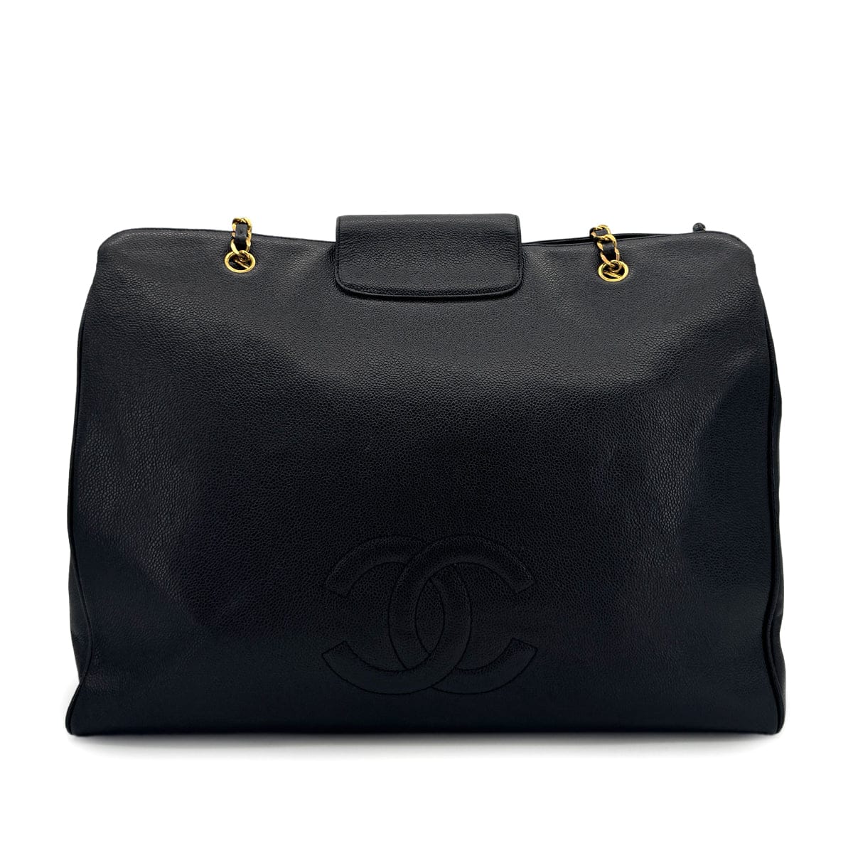 Luxury Promise Japan CHANEL VINTAGE SUPER MODEL CHAIN TOTE BAG BLACK CAVIAR SKIN 90293505