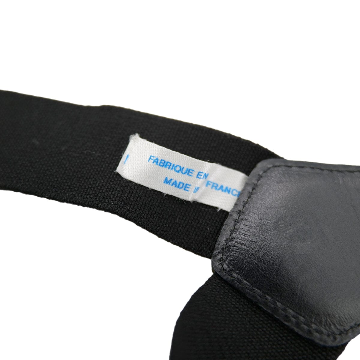 Luxury Promise Japan CHANEL VINTAGE SUSPENDER LOGO BLACK WHITE CANVAS LEATHER 90304105