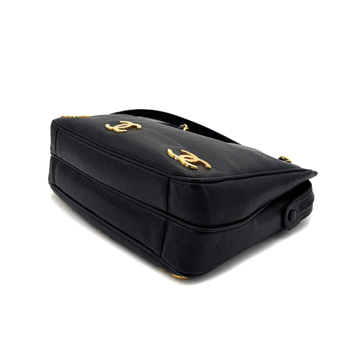 Luxury Promise Japan CHANEL VINTAGE TRIPLE COCO CHAIN TOTE BAG BLACK CAVIAR SKIN 90304692