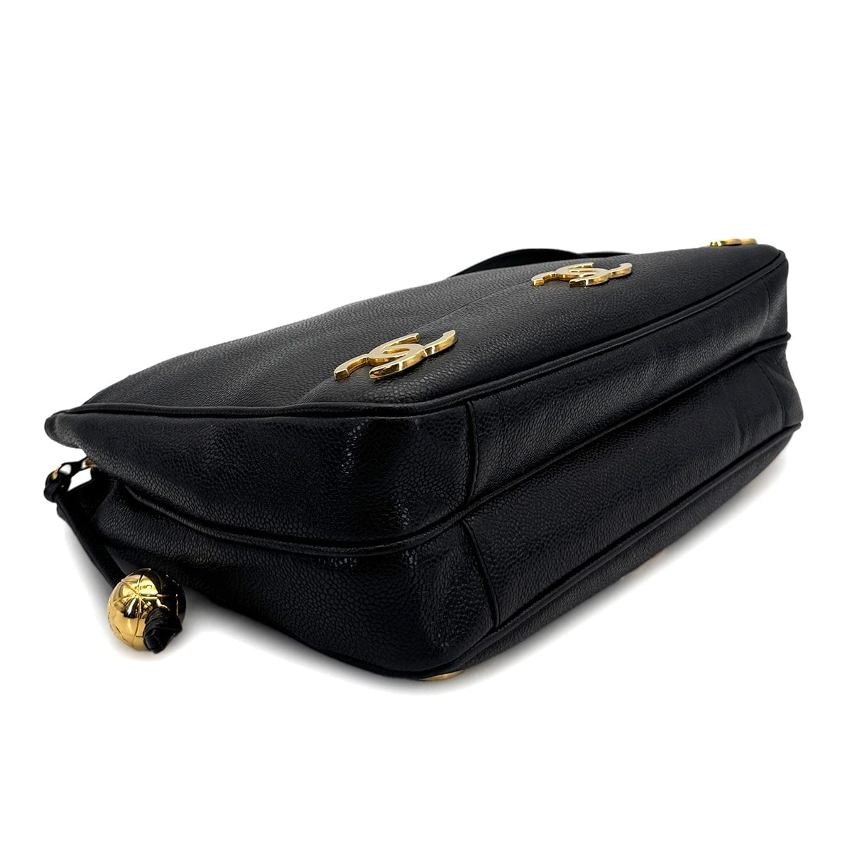 Luxury Promise Japan CHANEL VINTAGE TRIPLE COCO CHAIN TOTE BAG BLACK CAVIAR SKIN 90308978
