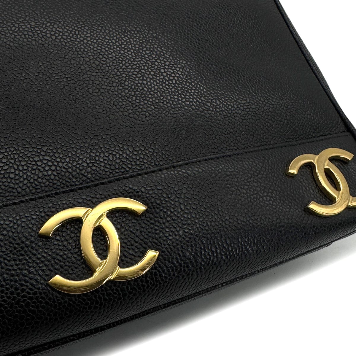 Luxury Promise Japan CHANEL VINTAGE TRIPLE COCO CHAIN TOTE BAG BLACK CAVIAR SKIN 90308978