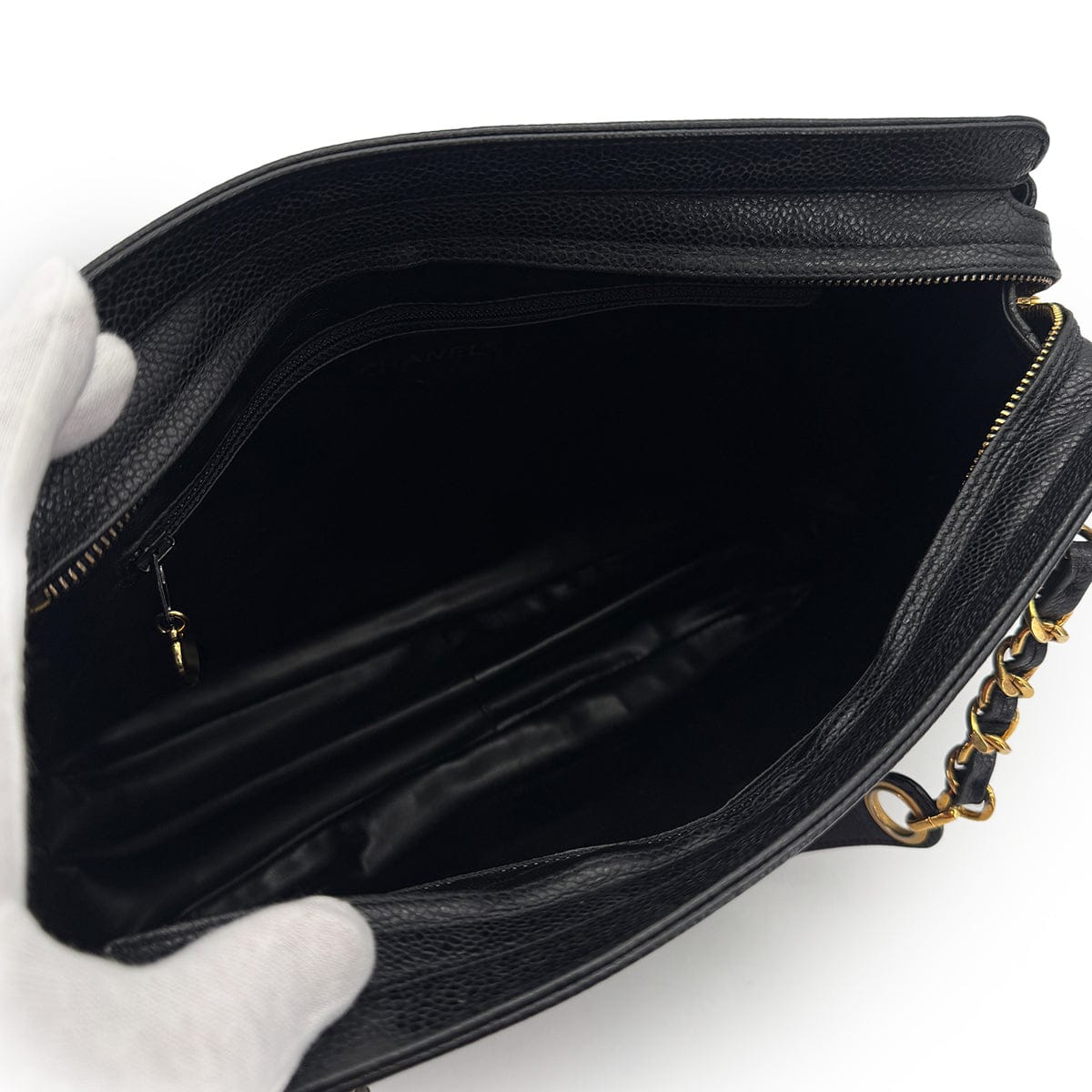 Luxury Promise Japan CHANEL VINTAGE TRIPLE COCO CHAIN TOTE BAG BLACK CAVIAR SKIN 90310274