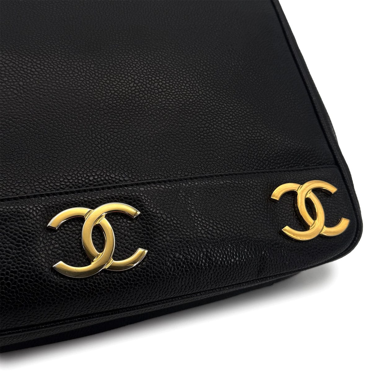 Luxury Promise Japan CHANEL VINTAGE TRIPLE COCO CHAIN TOTE BAG BLACK CAVIAR SKIN 90310274