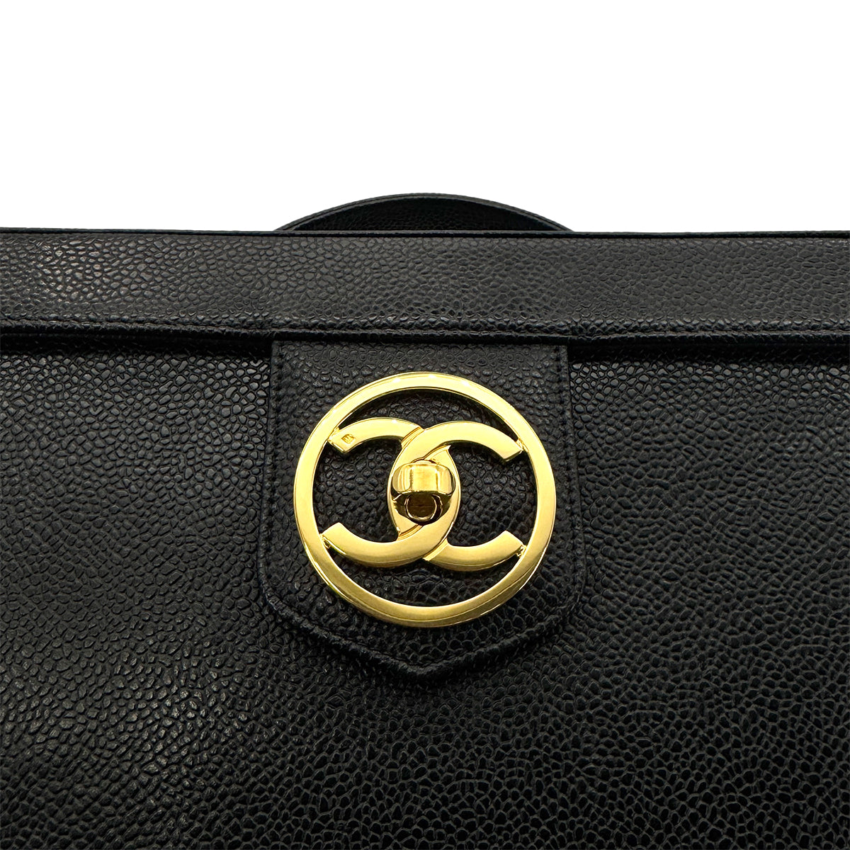 Luxury Promise Japan CHANEL VINTAGE TURN LOCK 2WAY VANITY HAND SHOULDER BAG BLACK CAVIAR SKIN 90276344
