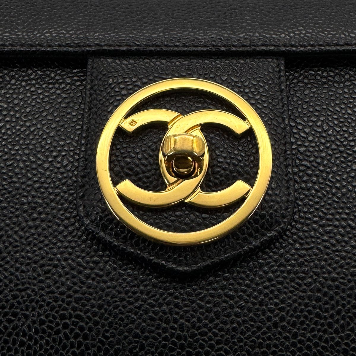 Luxury Promise Japan CHANEL VINTAGE TURN LOCK 2WAY VANITY HAND SHOULDER BAG BLACK CAVIAR SKIN 90308246