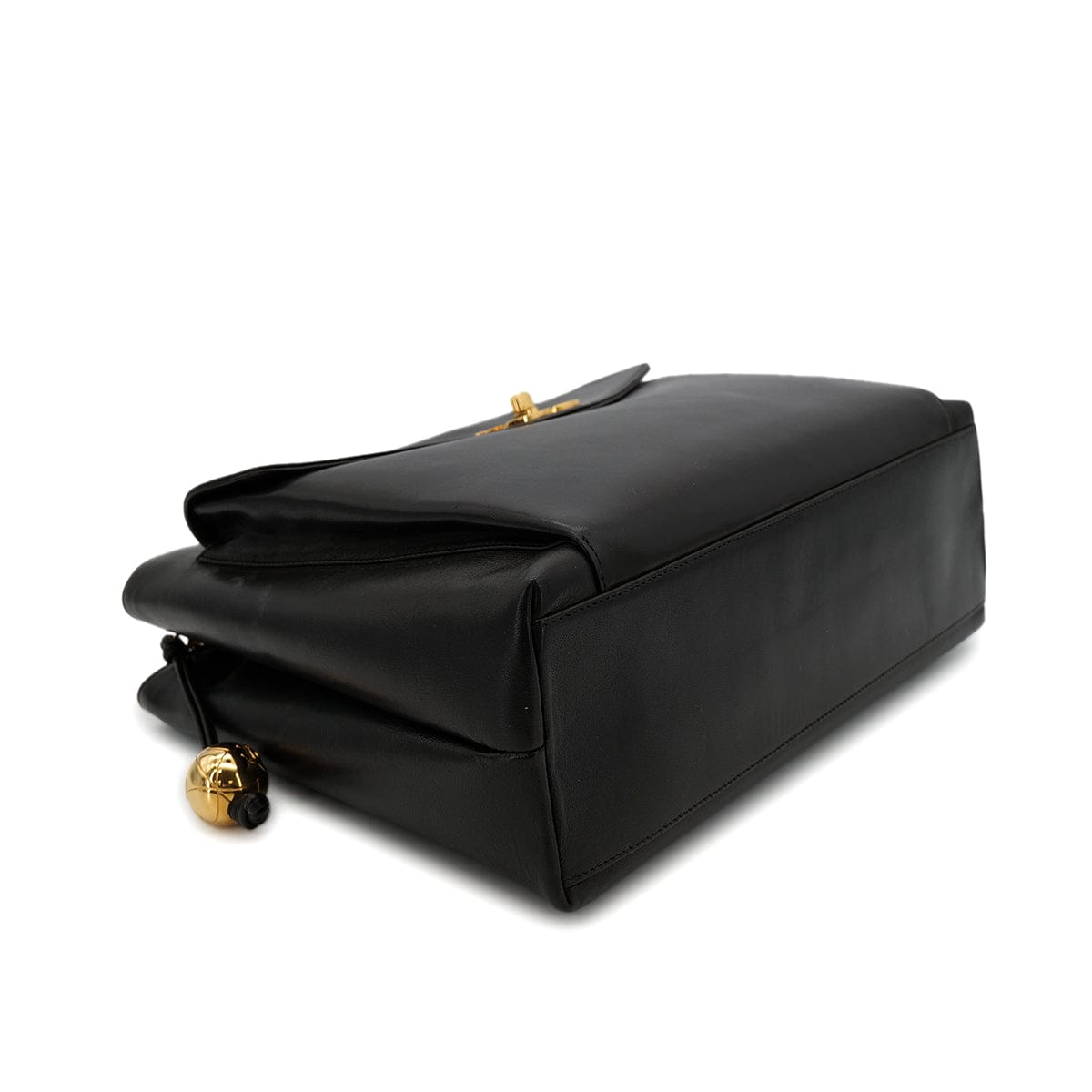 Luxury Promise Japan CHANEL VINTAGE TURN LOCK COCO BALL CHAIN TOTE BAG BLACK LEATHER 90302644